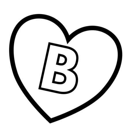 Letter B In Heart Coloring Page